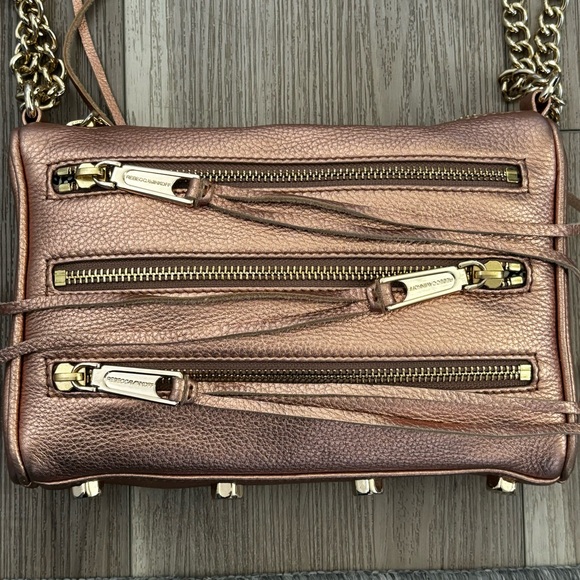 REBECCA MINKOFF ROSE GOLD 3 Zip crossbody purse, gold hardware - Picture 6 of 14